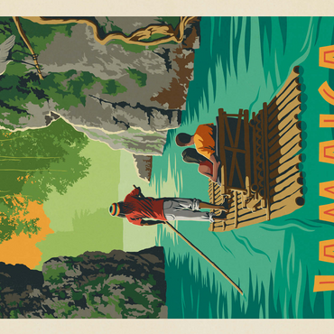 Jamaica: Rafting in Paradise, Vintage Poster 500 Jigsaw Puzzle 3D Modell