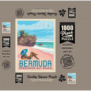 Bermuda: Horseshoe Bay Beach, Vintage Poster 1000 Jigsaw Puzzle box 3D Modell