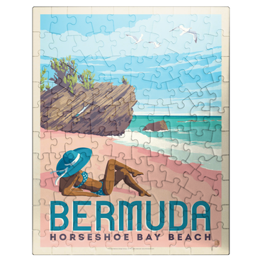 puzzleplate Bermuda: Horseshoe Bay Beach, Vintage Poster 100 Jigsaw Puzzle