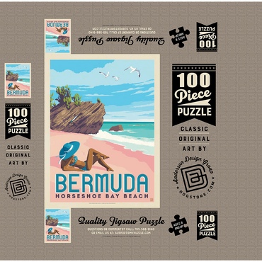 Bermuda: Horseshoe Bay Beach, Vintage Poster 100 Jigsaw Puzzle box 3D Modell
