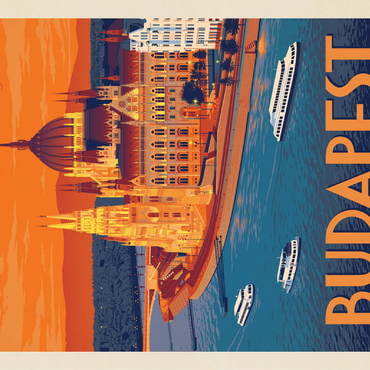 Hungary: Budapest, Vintage Poster 100 Jigsaw Puzzle 3D Modell