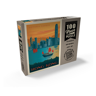 China: Hong Kong, Victoria Harbor, Vintage Poster 100 Jigsaw Puzzle box view2