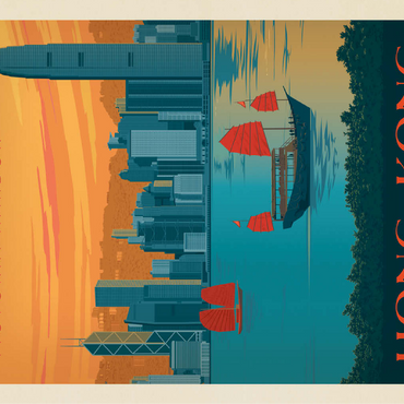 China: Hong Kong, Victoria Harbor, Vintage Poster 100 Jigsaw Puzzle 3D Modell