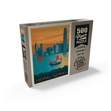 China: Hong Kong, Victoria Harbor, Vintage Poster 500 Jigsaw Puzzle box view2