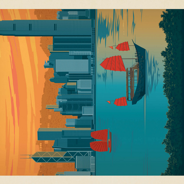 China: Hong Kong, Victoria Harbor, Vintage Poster 500 Jigsaw Puzzle 3D Modell