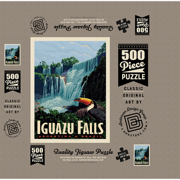 Iguazú Falls: Argentina & Brazil, Vintage Poster 500 Jigsaw Puzzle box 3D Modell