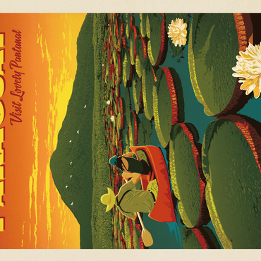 Paraguay: Giant Lily Pads, Vintage Poster 500 Jigsaw Puzzle 3D Modell