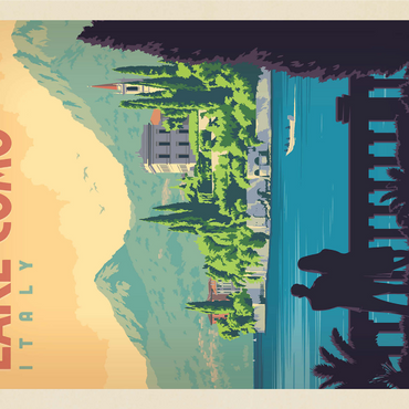 Italy: Lake Como, Vintage Poster 1000 Jigsaw Puzzle 3D Modell