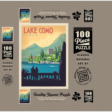 Italy: Lake Como, Vintage Poster 100 Jigsaw Puzzle box 3D Modell