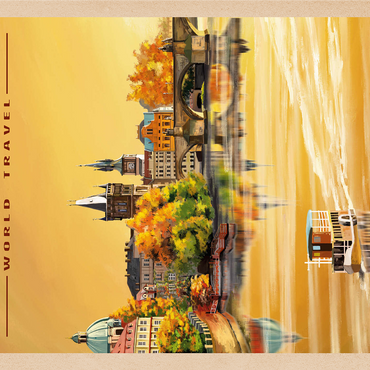 Prague, Charles Bridge - A Sunset's Old Town View 1000 Jigsaw Puzzle 3D Modell