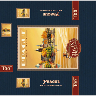 Prague, Charles Bridge - A Sunset's Old Town View 100 Jigsaw Puzzle box 3D Modell