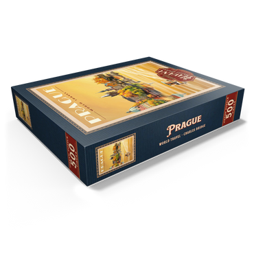 Prague, Charles Bridge - A Sunset's Old Town View 500 Jigsaw Puzzle box view1