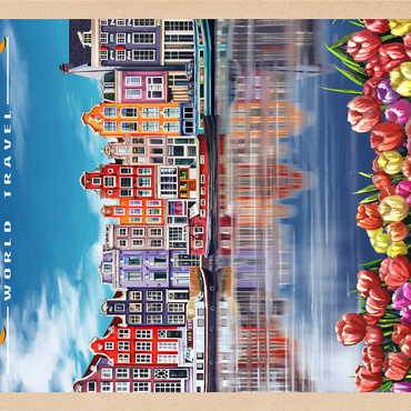 Amsterdam, Netherlands - City of Canals, Vintage Travel Poster 1000 Jigsaw Puzzle 3D Modell