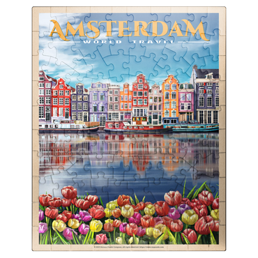 puzzleplate Amsterdam, Netherlands - City of Canals, Vintage Travel Poster 100 Jigsaw Puzzle