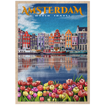 puzzleplate Amsterdam, Netherlands - City of Canals, Vintage Travel Poster 300 Jigsaw Puzzle