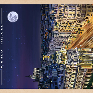 Madrid, Spain - Gran Vía by Night, Vintage Travel Poster 1000 Jigsaw Puzzle 3D Modell