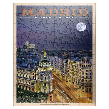 puzzleplate Madrid, Spain - Gran Vía by Night, Vintage Travel Poster 100 Jigsaw Puzzle