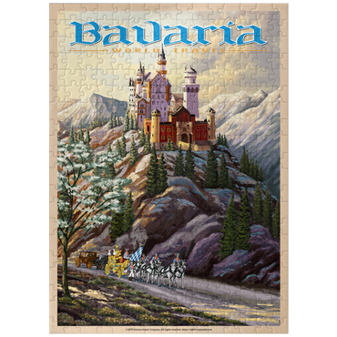 puzzleplate Neuschwanstein Castle, Germany - Whispers of Winter's Fantasy, Vintage Travel Poster 300 Jigsaw Puzzle