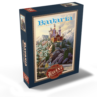 Neuschwanstein Castle, Germany - Whispers of Winter's Fantasy, Vintage Travel Poster 500 Jigsaw Puzzle box view1