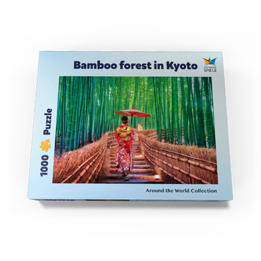 Woman in a traditional kimono in a bamboo forest near Kyoto, Japan 1000 Jigsaw Puzzle box view1