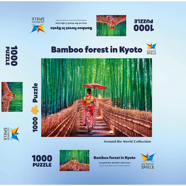 Woman in a traditional kimono in a bamboo forest near Kyoto, Japan 1000 Jigsaw Puzzle box 3D Modell