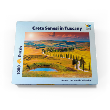 Sunset in a picturesque Tuscan landscape - Crete Senesi, Italy 1000 Jigsaw Puzzle box view1