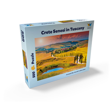 Sunset in a picturesque Tuscan landscape - Crete Senesi, Italy 500 Jigsaw Puzzle box view1