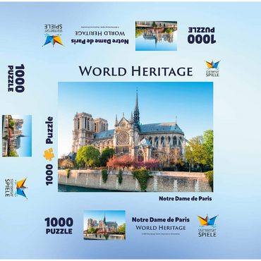 Notre Dame de Paris Cathedral on the Seine - France 1000 Jigsaw Puzzle box 3D Modell