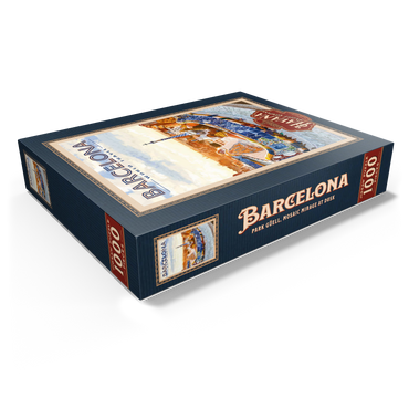 Barcelona, Spain - Park Güell, Mosaic Mirage at Dusk, Vintage Travel Poster 1000 Jigsaw Puzzle box view1