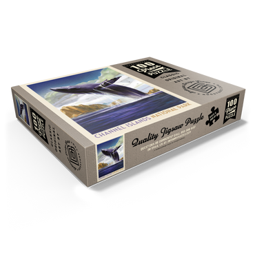 Channel Islands National Park: Breaching Whale, Vintage Poster 100 Jigsaw Puzzle box view1