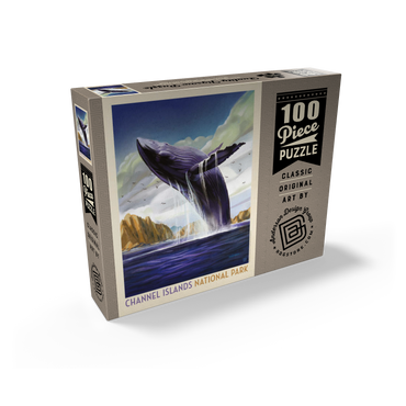 Channel Islands National Park: Breaching Whale, Vintage Poster 100 Jigsaw Puzzle box view1
