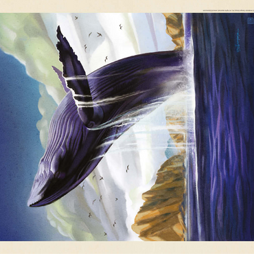 Channel Islands National Park: Breaching Whale, Vintage Poster 100 Jigsaw Puzzle 3D Modell