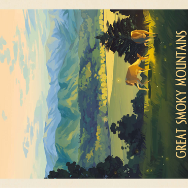 Great Smoky Mountains National Park: Dusk In Cades Cove, Vintage Poster 100 Jigsaw Puzzle 3D Modell