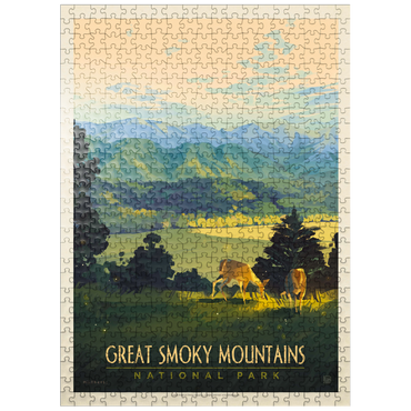 puzzleplate Great Smoky Mountains National Park: Dusk In Cades Cove, Vintage Poster 500 Jigsaw Puzzle