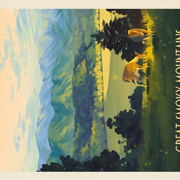 Great Smoky Mountains National Park: Dusk In Cades Cove, Vintage Poster 500 Jigsaw Puzzle 3D Modell