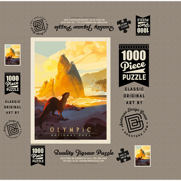 Olympic National Park: Sea Otter, Vintage Poster 1000 Jigsaw Puzzle box 3D Modell