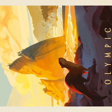 Olympic National Park: Sea Otter, Vintage Poster 100 Jigsaw Puzzle 3D Modell