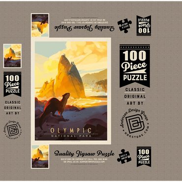 Olympic National Park: Sea Otter, Vintage Poster 100 Jigsaw Puzzle box 3D Modell