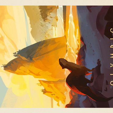 Olympic National Park: Sea Otter, Vintage Poster 500 Jigsaw Puzzle 3D Modell