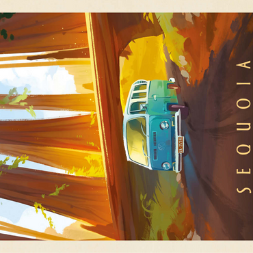 Sequoia National Park: Through The Trees, Vintage Poster 100 Jigsaw Puzzle 3D Modell