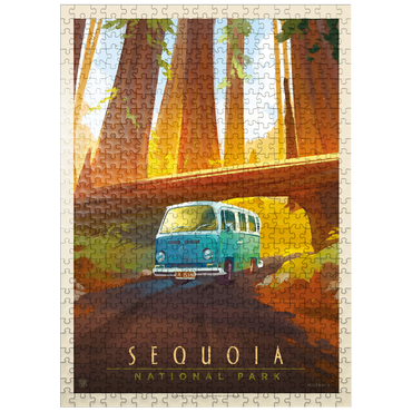 puzzleplate Sequoia National Park: Through The Trees, Vintage Poster 500 Jigsaw Puzzle
