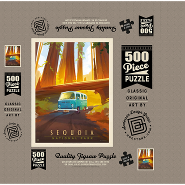 Sequoia National Park: Through The Trees, Vintage Poster 500 Jigsaw Puzzle box 3D Modell