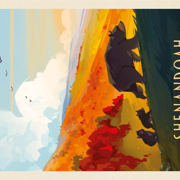 Shenandoah National Park: Mama Bear & Cubs, Vintage Poster 1000 Jigsaw Puzzle 3D Modell