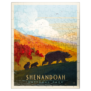 puzzleplate Shenandoah National Park: Mama Bear & Cubs, Vintage Poster 100 Jigsaw Puzzle