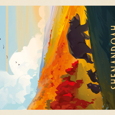 Shenandoah National Park: Mama Bear & Cubs, Vintage Poster 500 Jigsaw Puzzle 3D Modell