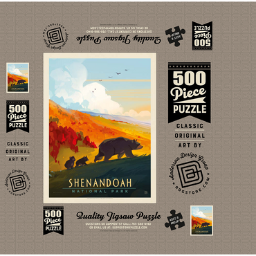 Shenandoah National Park: Mama Bear & Cubs, Vintage Poster 500 Jigsaw Puzzle box 3D Modell