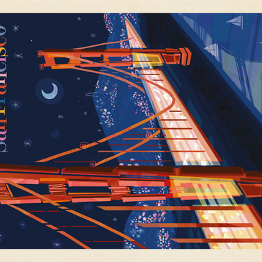 San Francisco: Golden Gate (Mod Design), Vintage Poster 1000 Jigsaw Puzzle 3D Modell