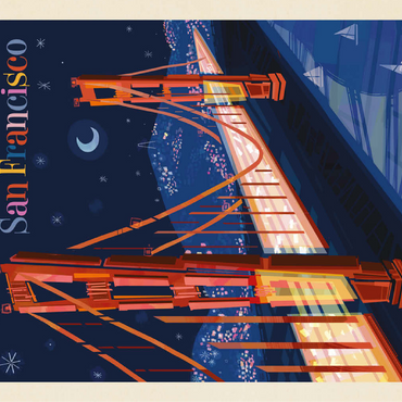 San Francisco: Golden Gate (Mod Design), Vintage Poster 100 Jigsaw Puzzle 3D Modell