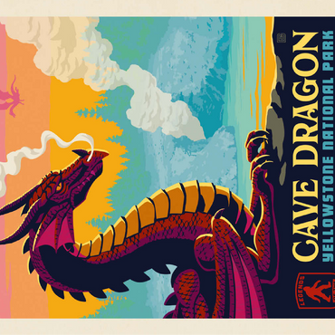 Legends Of The National Parks: Yellowstone's Cave Dragon, Vintage Poster 100 Jigsaw Puzzle 3D Modell