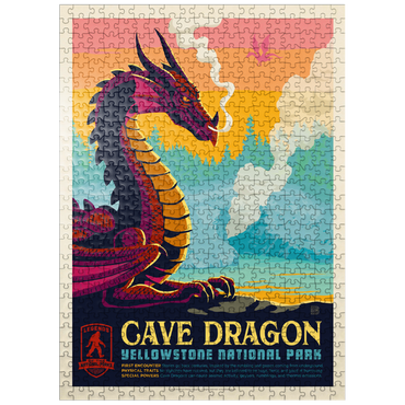 puzzleplate Legends Of The National Parks: Yellowstone's Cave Dragon, Vintage Poster 500 Jigsaw Puzzle